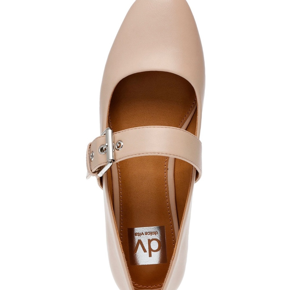 DV Dolce Vita Women's Mellie Buckle Strap Mary Jane Flats 7.5 Natural NIB